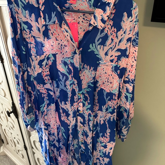 Lilly Pulitzer NWT Blue and Pink Coral coverup - Picture 1 of 5